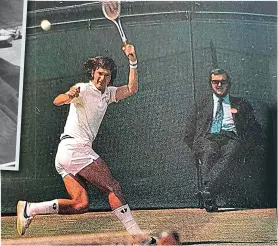  ?? ?? Permanent fixture: Graham Liddle today, umpiring Ilie Nastase (above, left) and calling the line for Jimmy Connors (above)