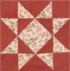  ??  ?? Change these lovely quilt blocks to bright reds and a small patterned background for a fun yet classic look. This quilt will look great in any color fabric. It's a winner.