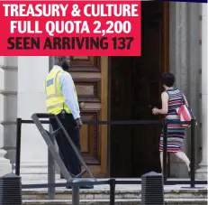  ??  ?? TREASURY & CULTURE FULL QUOTA 2,200 SEEN ARRIVING 137