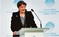  ?? Ahmed Ramzan/Gulf News ?? Helen Clark, speaks at World Government Summit 2017 in Dubai yesterday.