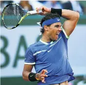  ??  ?? Power play: Rafael Nadal will be looking to make history against Stan Wawrinka in the French Open final