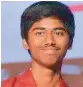  ??  ?? Bhogi Suraj Krishna from Srikakulam stood first in Engineerin­g AP Eamcet2018