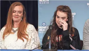  ??  ?? Maddy Wilford and her mother, Missy, hold an emotional news conference to express their gratitude to Maddy’s caregivers. JOE RAEDLE/GETTY IMAGES