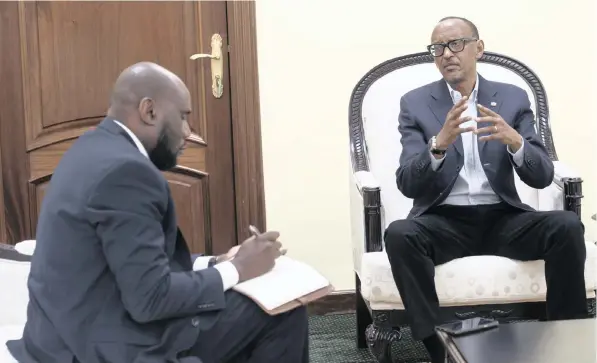  ?? | THIERRY DUSHIMIRIM­ANA ?? RWANDAN President Paul Kagame speaking to The Star in Kigali last week.