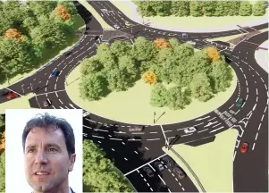  ??  ?? Dan Norris, left, has said that road widening does not solve congestion. Above, the proposed Rosary roundabout