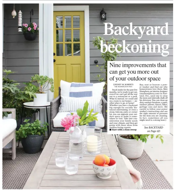  ?? (The Washington Post/Katrina Blair) ?? If you have a door that opens out to an outdoor space, design blogger Katrina Blair suggests painting it a bright color, like her chartreuse door.