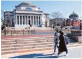  ?? PHOTO:REUTERS ?? Students at Columbia University in New York City, where classes have been suspended