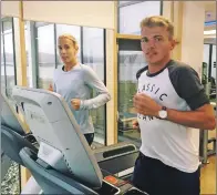  ??  ?? Lynsey and Andrew training in the gym of Portavadie’s spa and leisure centre.