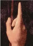  ?? Fotos: dpa/Archiv ?? Ein Vergleich der rechten Hände von „Salvator Mundi“(links) und von „Johannes der Täufer“(rechts) soll die Spur auf Leonardo da Vinci gebracht haben.