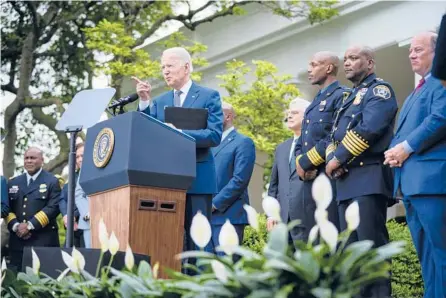  ?? DREW ANGERER/GETTY ?? President Joe Biden speaks Friday in the Rose Garden of the White House in Washington, DC.