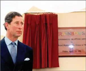  ??  ?? ■ The Prince of Wales at the official opening of Raiinbows Hospice in 1995.