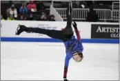  ?? TONY AVELAR — THE ASSOCIATED PRESS ?? Ilia Malinin performs during the men's free skate at the U.S. figure skating championsh­ips in San Jose on Sunday.