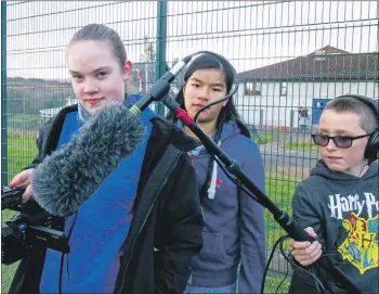  ??  ?? Cameras rolling as Tobermory High School pupils create their own film for FilmG.