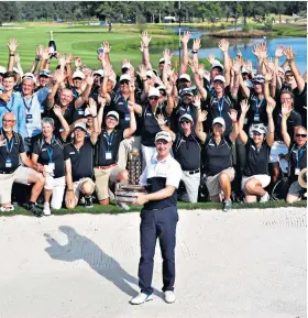  ??  ?? Big cheer: Richard Mcevoy celebrates his victory at the Porsche European Open