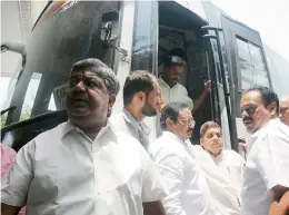  ?? — DC ?? Congress MLAs from Karnataka arrive in Hyderabad on Friday.