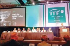  ?? SUPPLIED ?? ITF President David Haggerty (right) opens the ITF AGM at the Ritz Carlton in Orlando, Florida, on Thursday.