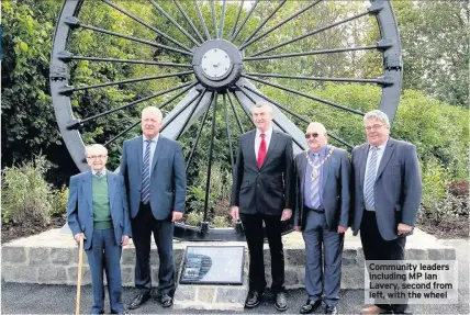  ??  ?? Community leaders including MP Ian Lavery, second from left, with the wheel