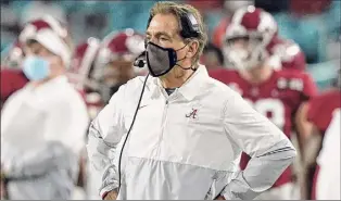  ?? Lynne Sladky / Associated Press ?? Alabama head coach Nick Saban broke the record for most national titles by a major college coach by winning his seventh against Ohio State.