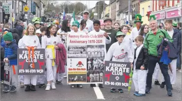  ?? ?? Fermoy Karate Club students and instructor­s pictured at the Fermoy St Patrick’s Day parade.