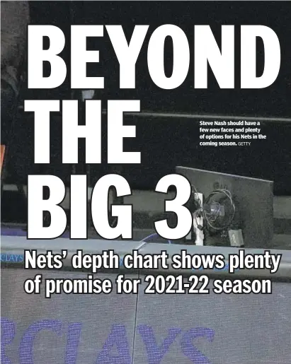  ?? GETTY ?? Steve Nash should have a few new faces and plenty of options for his Nets in the coming season.