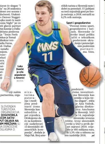  ?? REUTERS ?? Luka Dončić je vrlo popularan u Americi