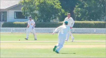  ??  ?? SPINNER’S TRACK: Whanganui pace bowler Connor O’Leary (hatless) went for dot balls rather than wickets allowing the CD spinners to take full advantage of track conditions in Christchur­ch. PHOTO/SUPPLIED