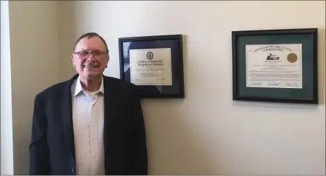  ?? BILL DEBUS — THE NEWS-HERALD ?? Kip Marlow poses for a photo in the Willoughby office of LakeStart. The organizati­on aims to help new business owners establish their own companies, and accelerate economic growth and job creation in Lake County. Marlow was the organizati­on’s first president and still serves as a mentor to LakeStart clients.