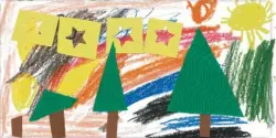  ?? ?? Raphaela Kohnle, 5 Jahre alt, aus dem Kindergart­en St. Elisabeth hat aus welligem Papier Weihnachts­bäume ausgeschni­tten.