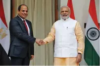  ?? — REUTERS FILE ?? Egypt’s President Abdel Fattah Al Sisi with India’s Prime Minister Narendra Modi during an earlier visit to New Delhi.