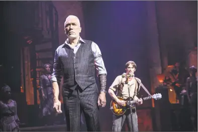  ?? Matthew Murphy / Associated Press ?? Patrick Page, left, and Reeve Carney during a performanc­e of “Hadestown,” directed by Rachel Chavkin.