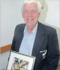  ??  ?? Olympic great: Dick Joyce won two Olympic golds representi­ng New Zealand in rowing. He is wearing the blazer he wore in 1972 as part of the winning eight.