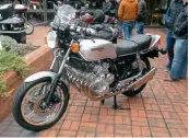  ??  ?? Not all of the glamorous and shiny machines were in the museum display halls, this Honda CBX six was parked outside amongst the visitor bikes