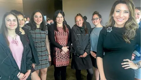  ??  ?? Liliana Gil Valletta (right) inspired Pa¯tea Area School students, along with IronMaori founder Heather Skipworth (centre) at the Impact Wa¯hine day in Ha¯ wera.