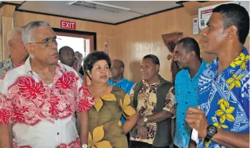  ?? Photo: Nacanieli Tuilevuka ?? The Tui Cakau (left), Ratu Naiqama Lalabalavu, was also present to bless and welcome the new inter-island passenger ferry, the Princess Moana. On the right is the director of Miller Shipping Panapasa Vonokula.