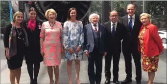  ??  ?? President Michael D Higgins with his wife Sabina and Tanaiste Frances Fitzgerald with representa­tives of Fexco and Quantas during the President’s recent state visit to Australia.