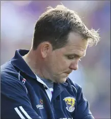  ??  ?? A dejected Davy Fitzgerald during Saturday’s loss to Galway.