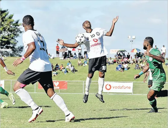  ?? Picture: BALJEET SINGH ?? Suva player Meli Codro controls the ball against Nadi during their Vodafone Fiji FACT Final clash at Churchill Park in Lautoka earlier this year.