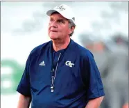  ?? File-MIKE STEWART / The Associated Press ?? Georgia Tech coach Paul Johnson walks the field prior to the team’s spring game this past April.