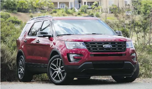  ?? Photos: David
Booth/Driving ?? The Ford Explorer’s exterior styling has been enhanced for 2016 with a more aggressive front grille and LED headlights.