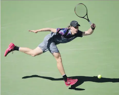  ?? SETH WENIG/THE ASSOCIATED PRESS ?? Denis Shapovalov is into the U.S. Open’s round of 16 after Kyle Edmund retired mid-match Friday due to injury.
