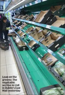  ??  ?? Lean on the greens:: The vegetable section in LIdl in Dublin’s East Wall yesterday