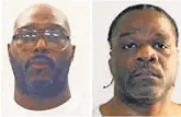  ?? ARKANSAS DEPARTMENT OF CORRECTION VIA AP ?? Undated photos provided by the Arkansas Department of Correction show death- row inmates Stacey E. Johnson, left, and Ledell Lee. The executions of both men are delayed by legal rulings.
