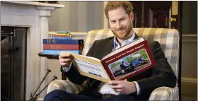  ?? COURTESY OF MATTEL ?? Britain’s Prince Harry during the recording of his introducti­on to the new animated special “Thomas & Friends: The Royal Engine.”