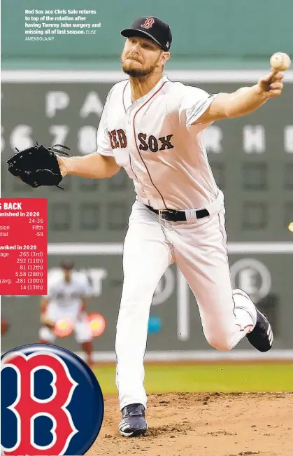  ?? AMENDOLA/AP ?? Red Sox ace Chris Sale returns to top of the rotation after having Tommy John surgery and missing all of last season. ELISE