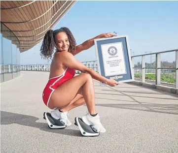  ??  ?? ON A ROLL: Tinuke O’Yediran achieved two world roller skating records.