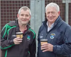  ??  ?? Wicklow Rovers vice chairman Johnny Dunne and club President Anthony Earls at the Easter Soccer Blitz in Wicklow town.