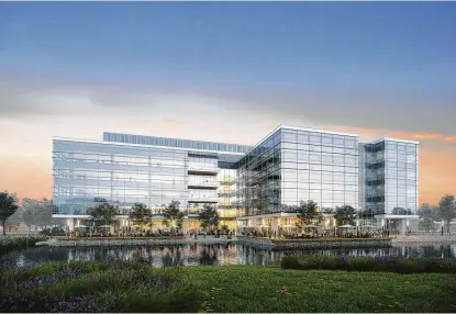  ?? Photos courtesy of Hines ?? Hines and 2ML Real Estate Interests unveiled renderings of Levit Green, a 53-acre life science district near Holcombe and Texas 288 close to the Texas Medical Center. HOK designed the five-story, 270,000-square-foot Phase I building.