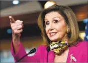  ?? MANUEL BALCE CENETA Associated Press ?? HOUSE Speaker Nancy Pelosi restored a farm aid funding patch sought by the Trump administra­tion.