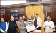  ??  ?? M. Venkaiah Naidu unveils Rajya Sabha 2018 calendar.