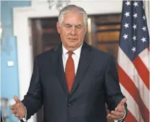  ?? ALEXWONG, GETTY IMAGES ?? Secretary of State Rex Tillerson, at the State Department on Friday, was interviewe­d Sunday on CNN.